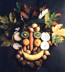 Year 8 photograph their Arcimboldo face compsed of real fruit