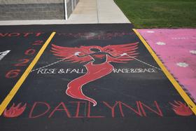 Painted parking spot with angel